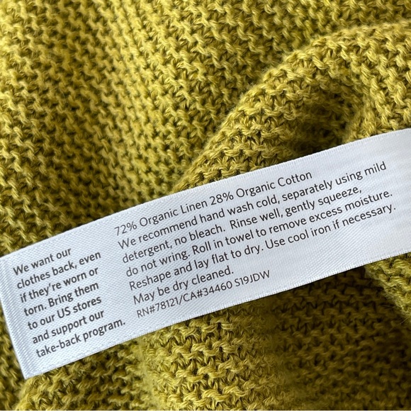 Eileen Fisher Green Knit Short Sleeve V-Neck Sweater Top Tunic Length Petite PL - Picture 5 of 8